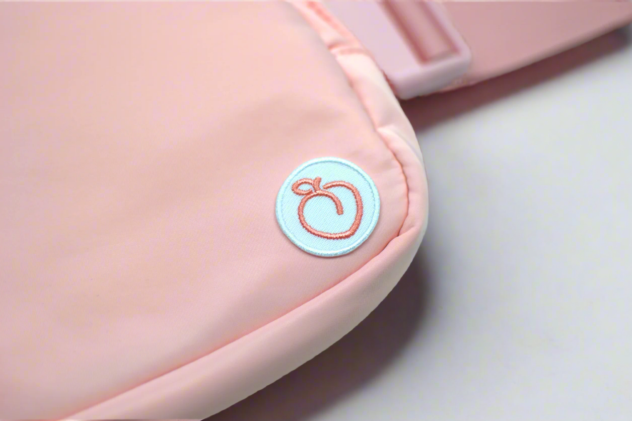 Embroidered Peach Patch on Crossbody Bag