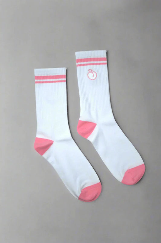 pink striped crew socks