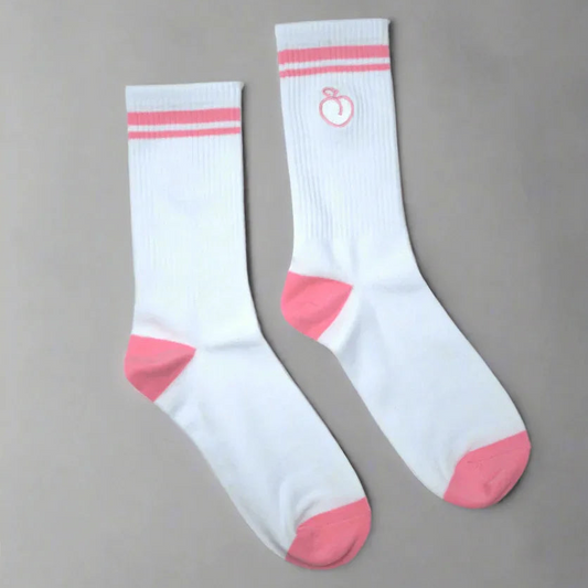 pink striped crew socks